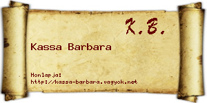 Kassa Barbara névjegykártya